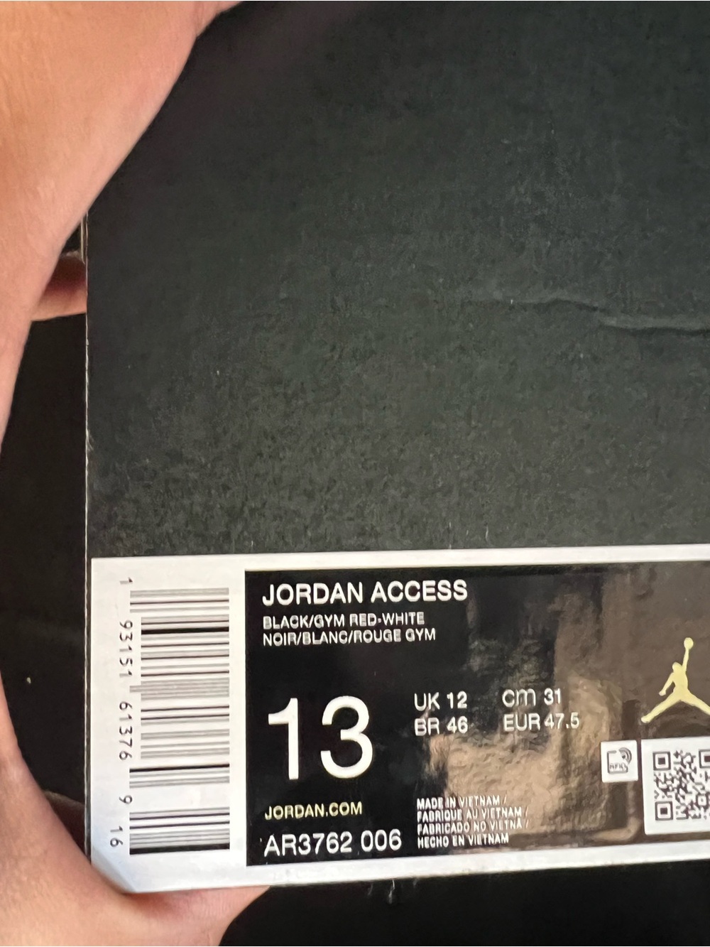 Jordan Air Jordan Access "Bred" Mid Top Black/Gym Red/White AR3762-006 Size 13M - Picture 7 of 8
